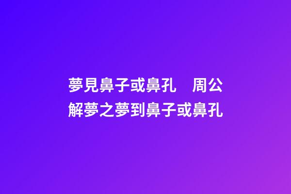 夢見鼻子或鼻孔　周公解夢之夢到鼻子或鼻孔